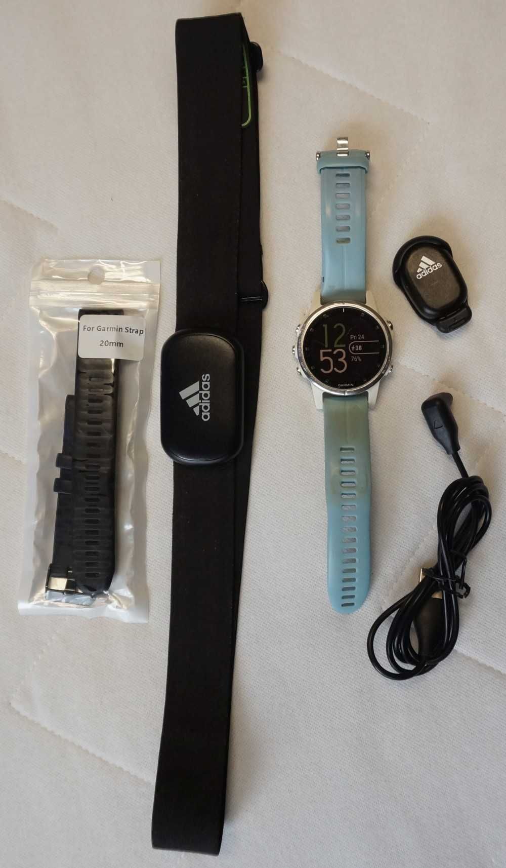 Zegarek sportowy smartwatch Garmin Fenix 5S Plus + pas + footpod