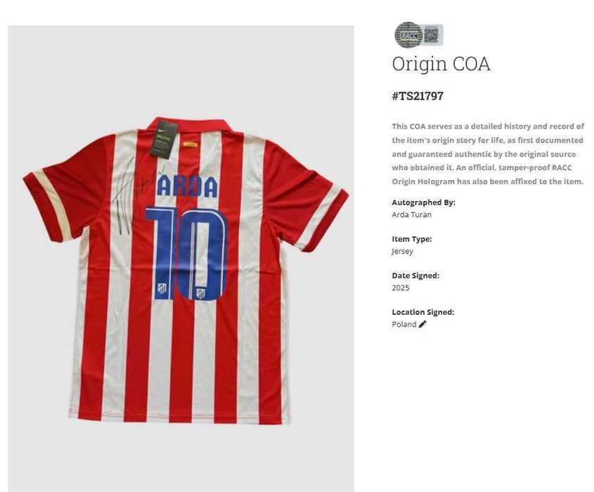 Arda Turan FC Barcelona Atletico Madryt koszulka z autografem + certy.
