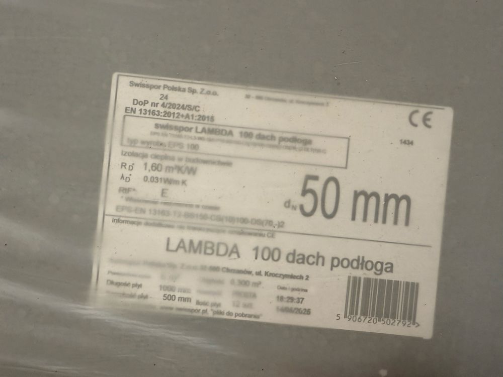 Styropian grafitowy podłogowy Swisspor Lambda 100 150 Dach Podłoga 030