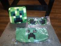Minecraft zestaw gadżetów, piórnik, okulary, maskotka