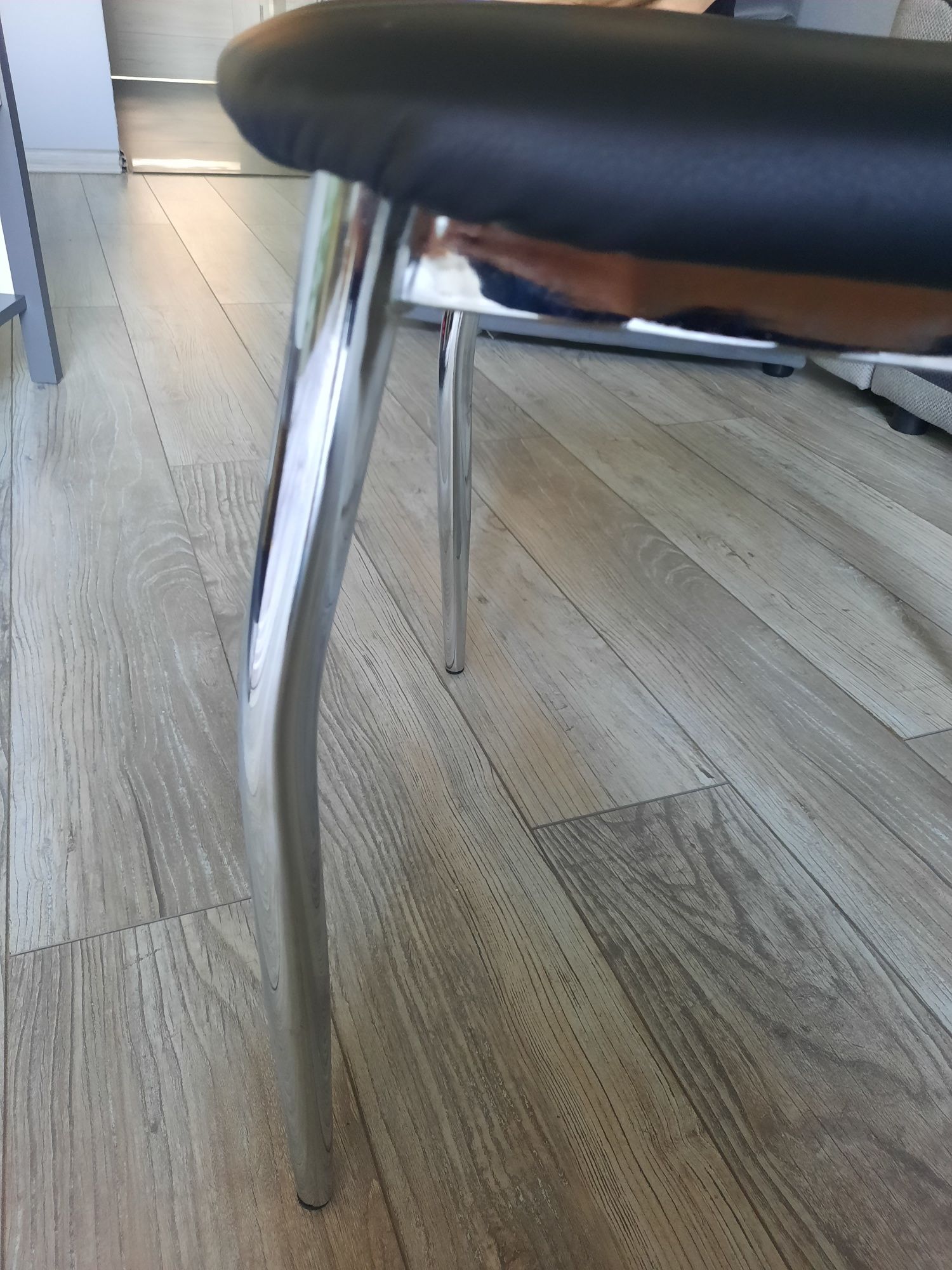 4xKrzesło krzesła ekoskóra czarne nowoczesne industrialny srebrne nogi