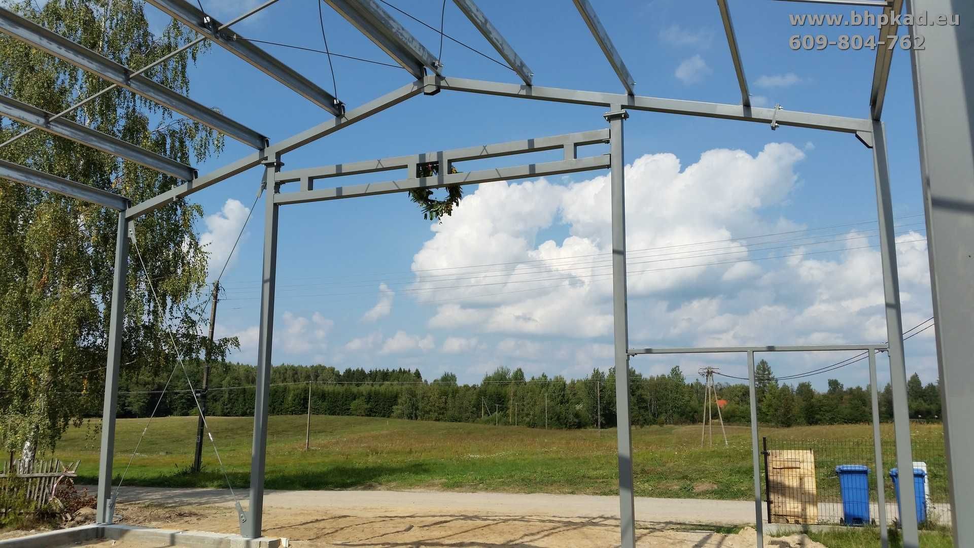 Konstrukcja stalowa. 10x20x4,5m. BHP KAD. Bartoszyce.