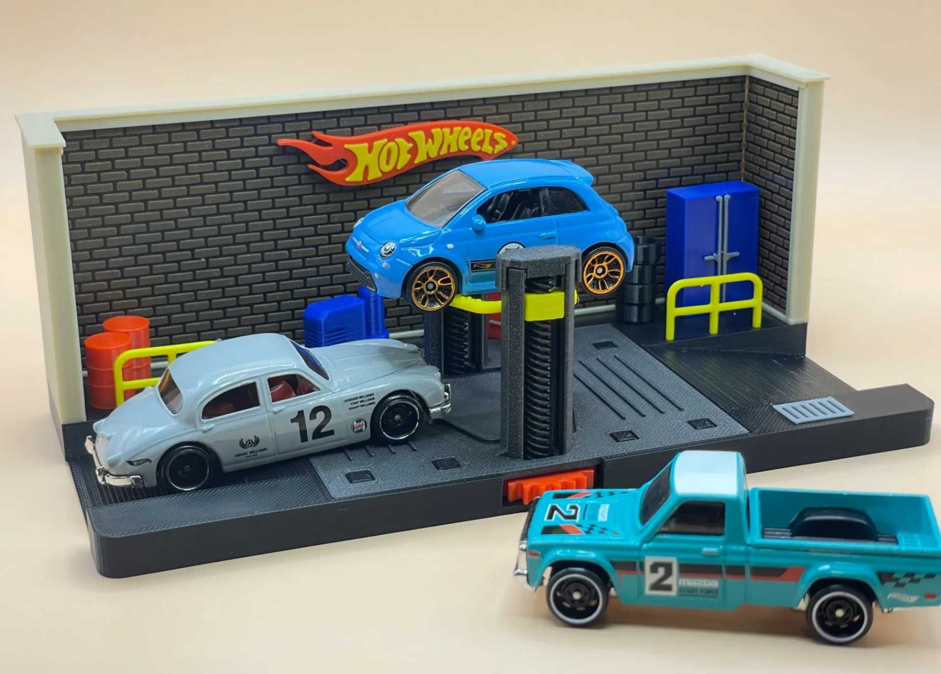 DIORAMA Ruchoma Podnośnik Garaż Hot Wheels Matchbox Majorette DODATKI