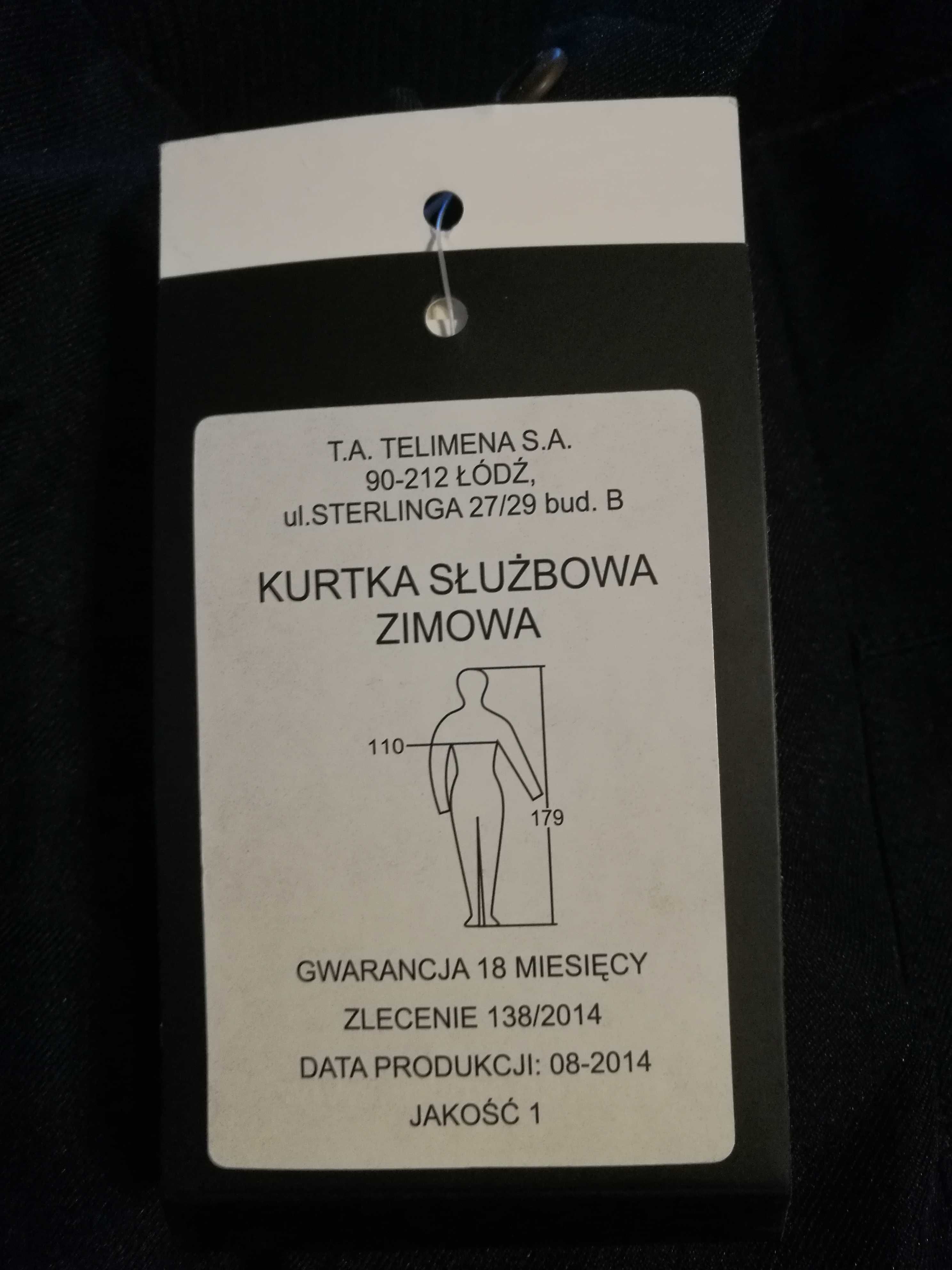 NOWA kurtka służbowa ZIMOWA Policja; rozmiar 110/179