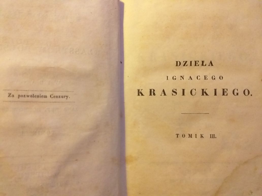 Ignacy Krasicki Dzieła Tomik III i IV Lipsk Breitkopf et Haertel 1840