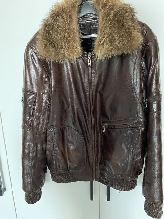 Мужская Кожаная куртка на меховой подстежке