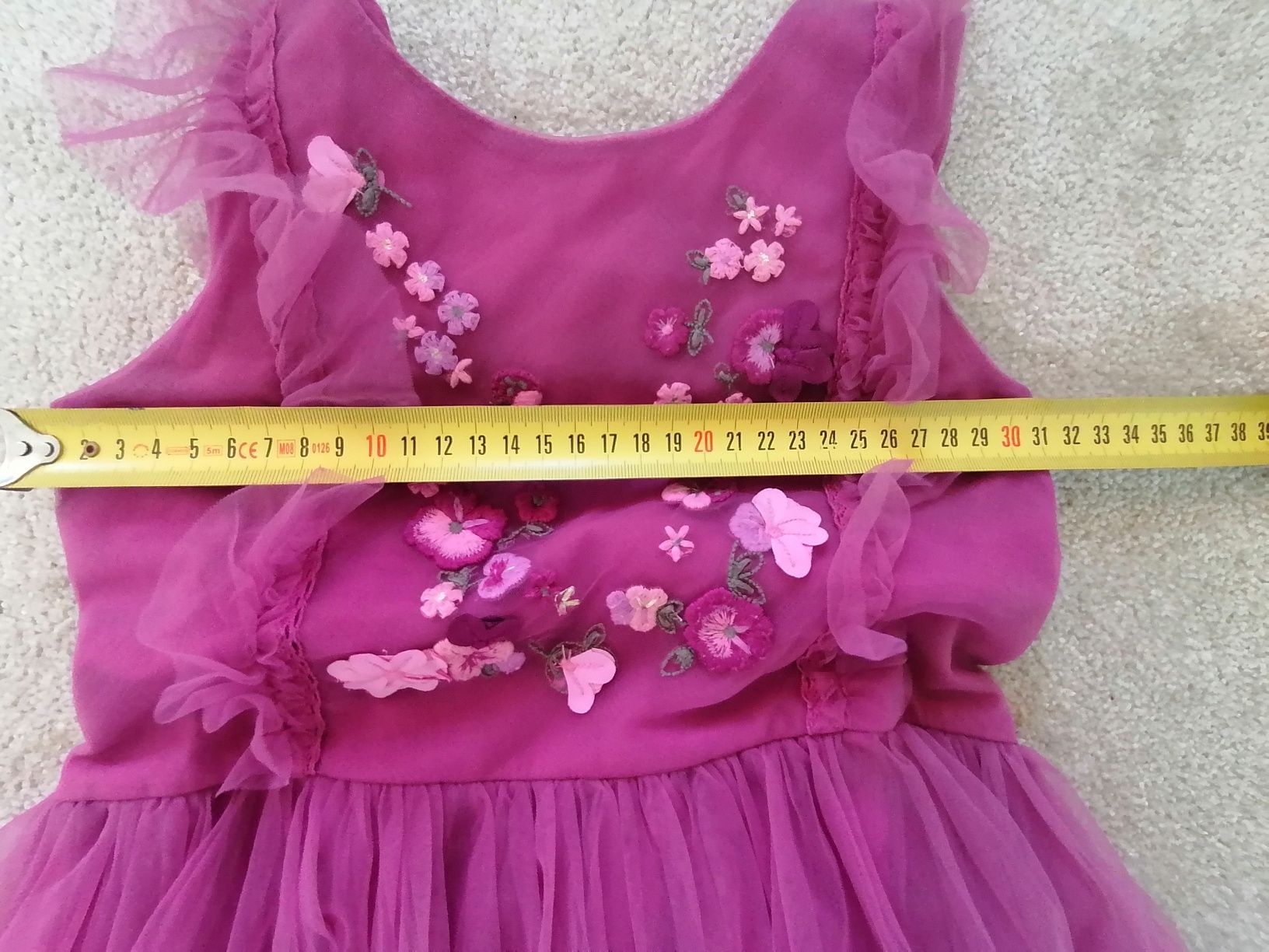 Elegancka różowa sukienka z haftami NEXT r. 122