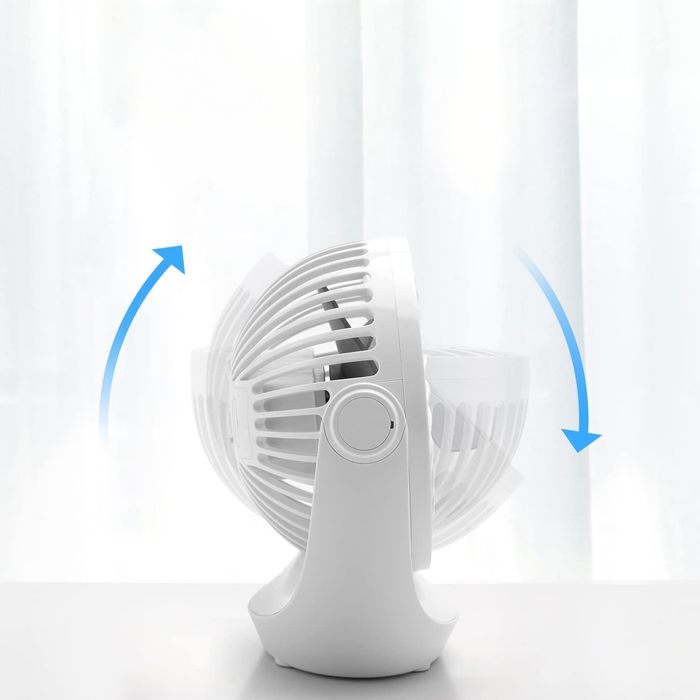 OCOOPA Wentylator USB Biurkowy 360° Cichy 3 Prędkości Kabel USB Biały