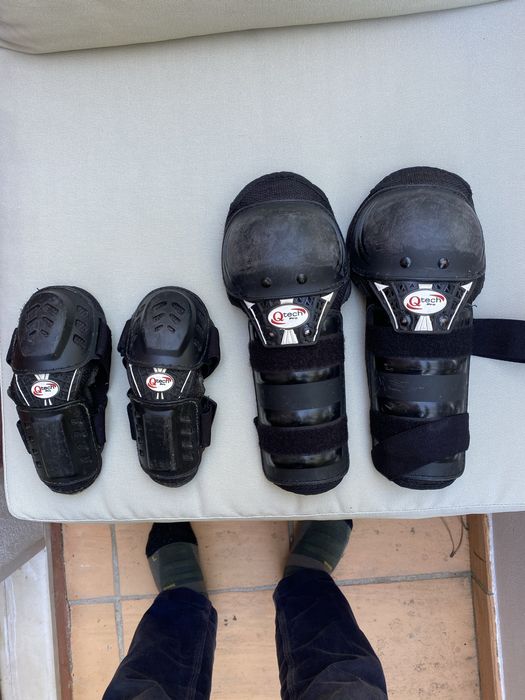 Proteções de joelhos e cotovelos ajustaveis para bicicleta