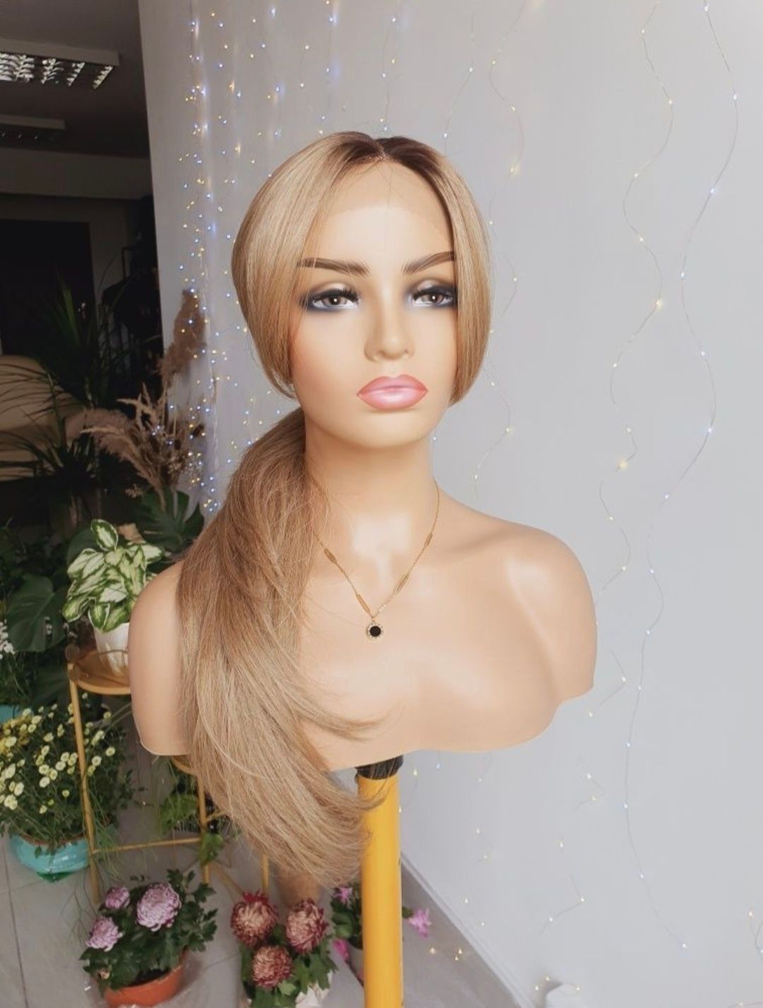 Długa peruka blond mix 3D odrost Kim karmell