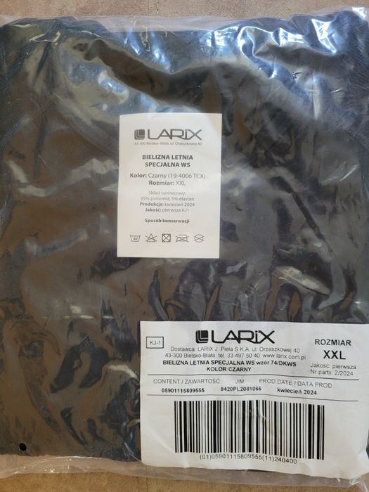Bielizna letnia XXL czarna specjalna termoaktywna