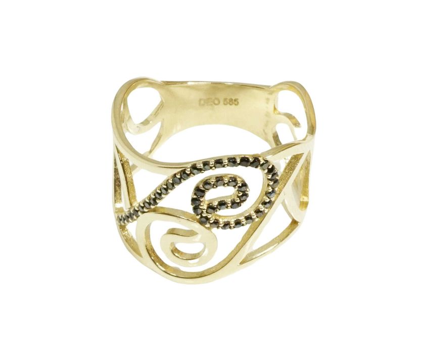 Złoto 585-złoty pierścionek ażurowy rozm 19