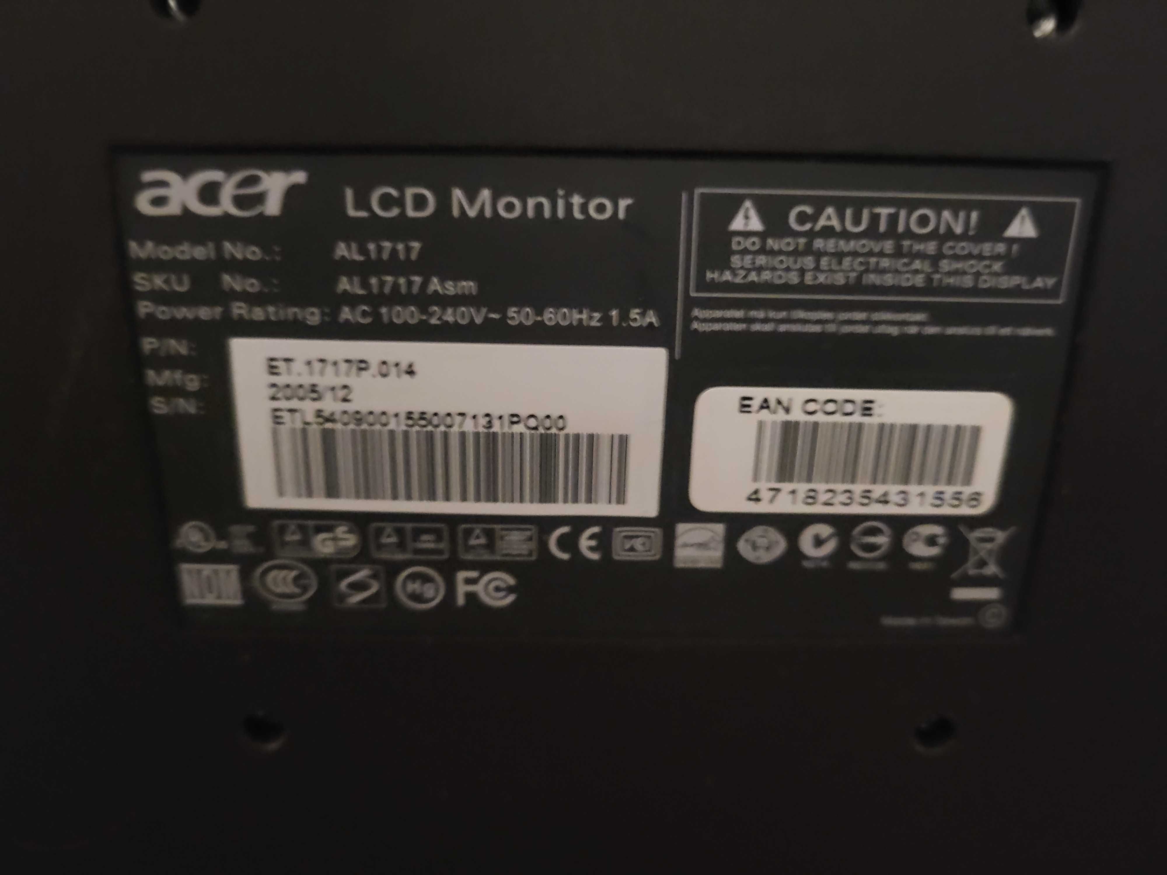 Monitor Acer 17 cali
