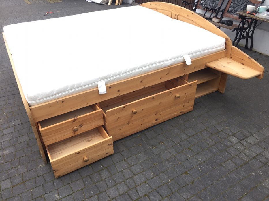 Lozko rama 180x200 z szufladami drewniane