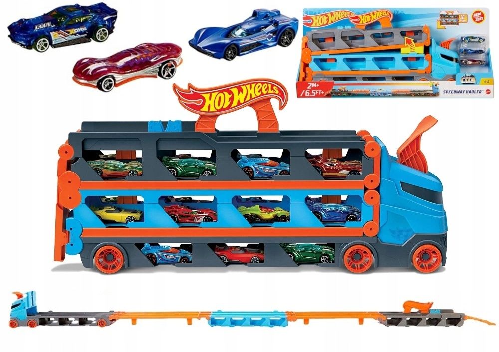 Zestaw Tor wyścigowy Hot Wheels City Transporter 2w1