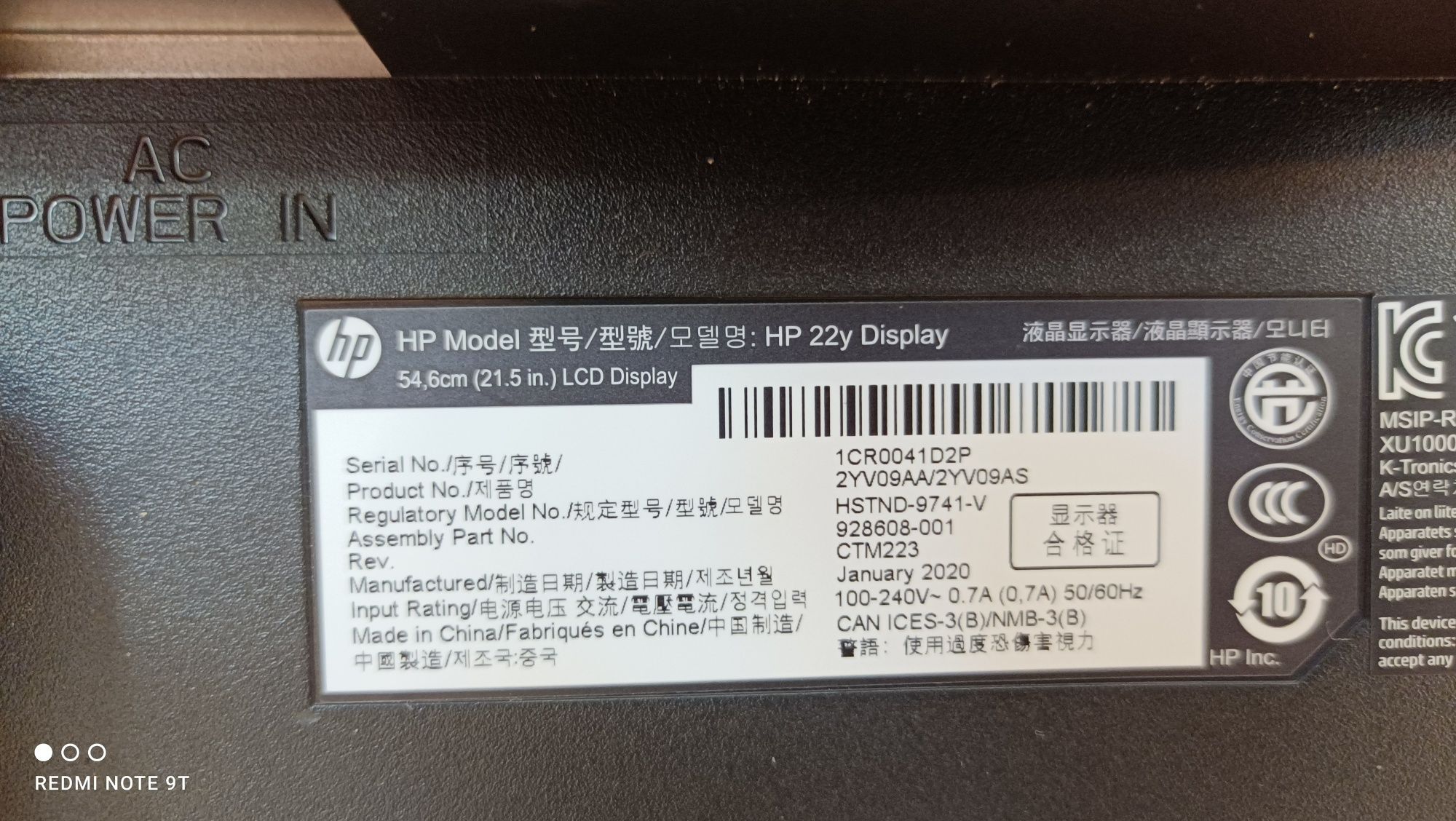 Monitor HP 22" led