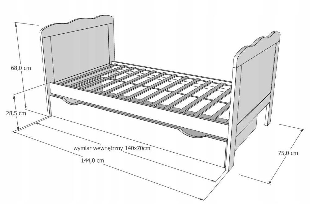 Łóżeczko dla dziecka Łóżko młodzieżowe 140x70 Materac + Barierka Ikea