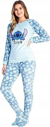 Niebieska piżama damska Disney Stitch bluza spodnie skarpety rozmiar S