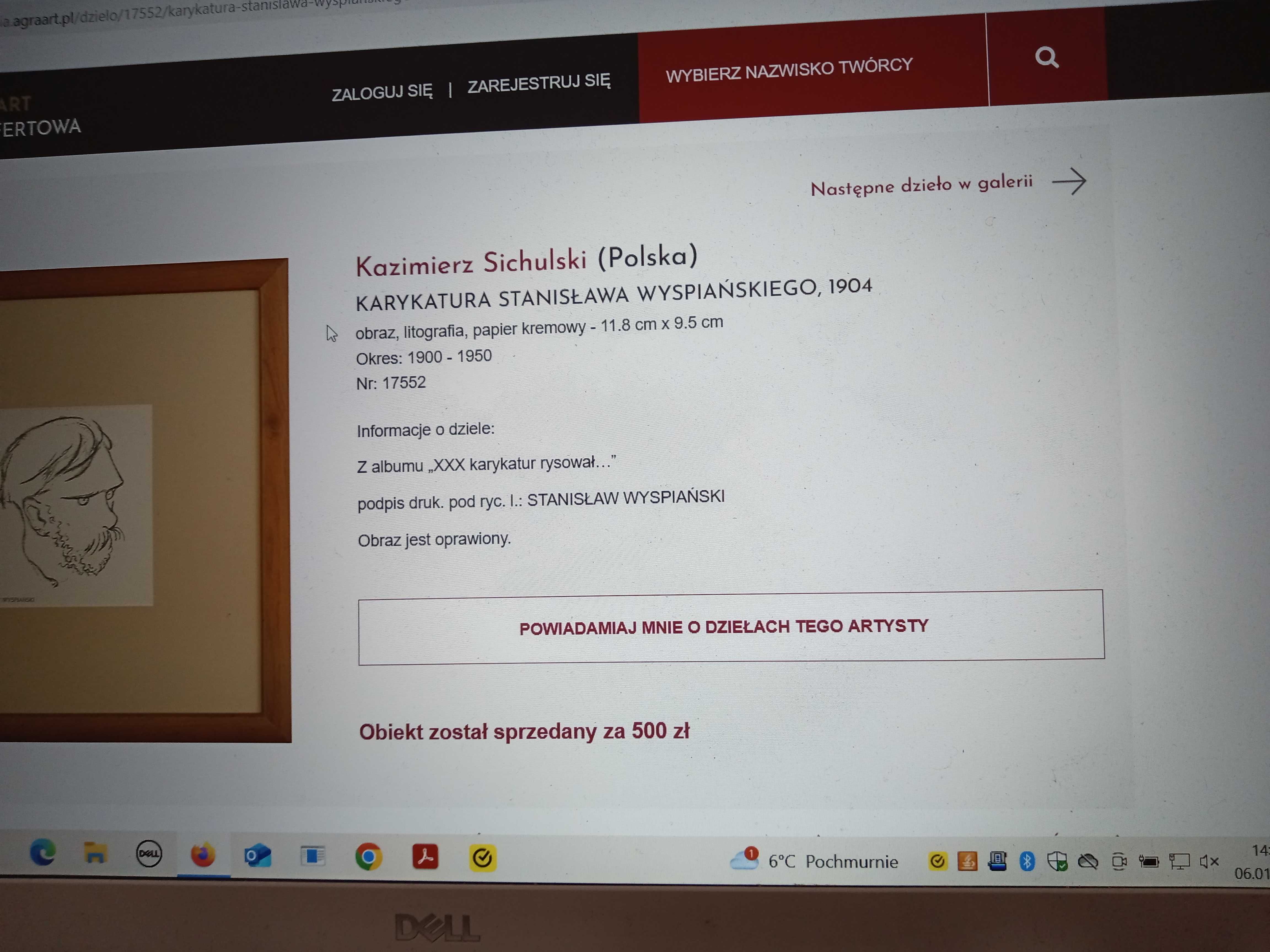Sichulski Kazimierz  - litografia - Karykatura Axentowicza