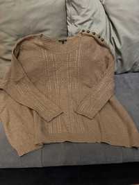 Sweter beżowy Carla F rozmiar XL bawełna wiskoza wełna
