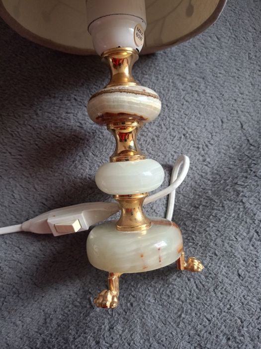 Piękna lampa onyks mosiądz metal z przełącznikiem vintage Szwecja