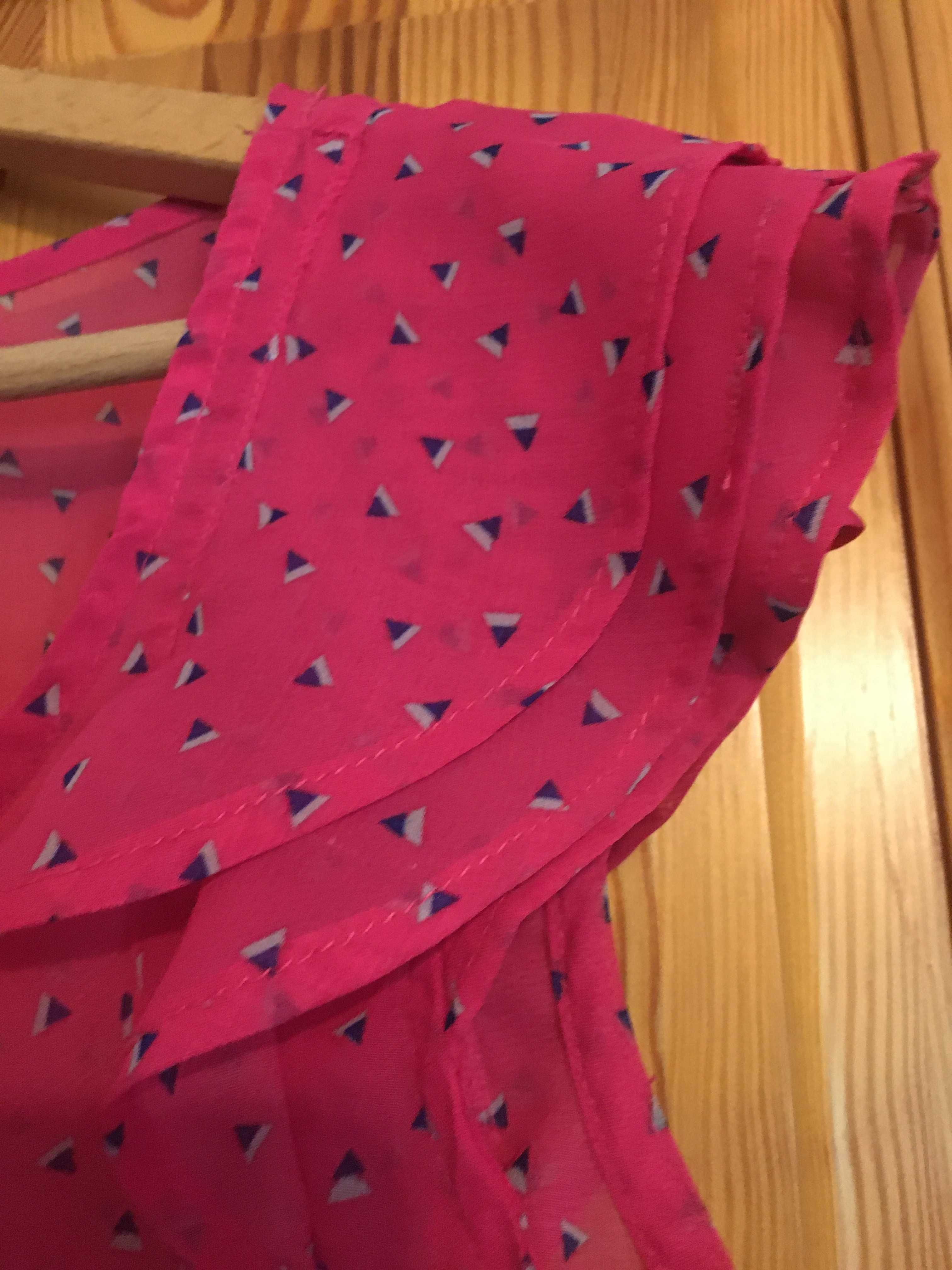 Różowa koszulka AMISU S różowa bluzka w geometryczne wzory