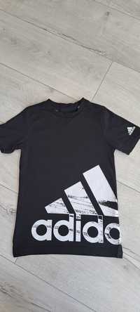 Adidas bluzka koszulka sportowa T Shirt czarna logo 128cm