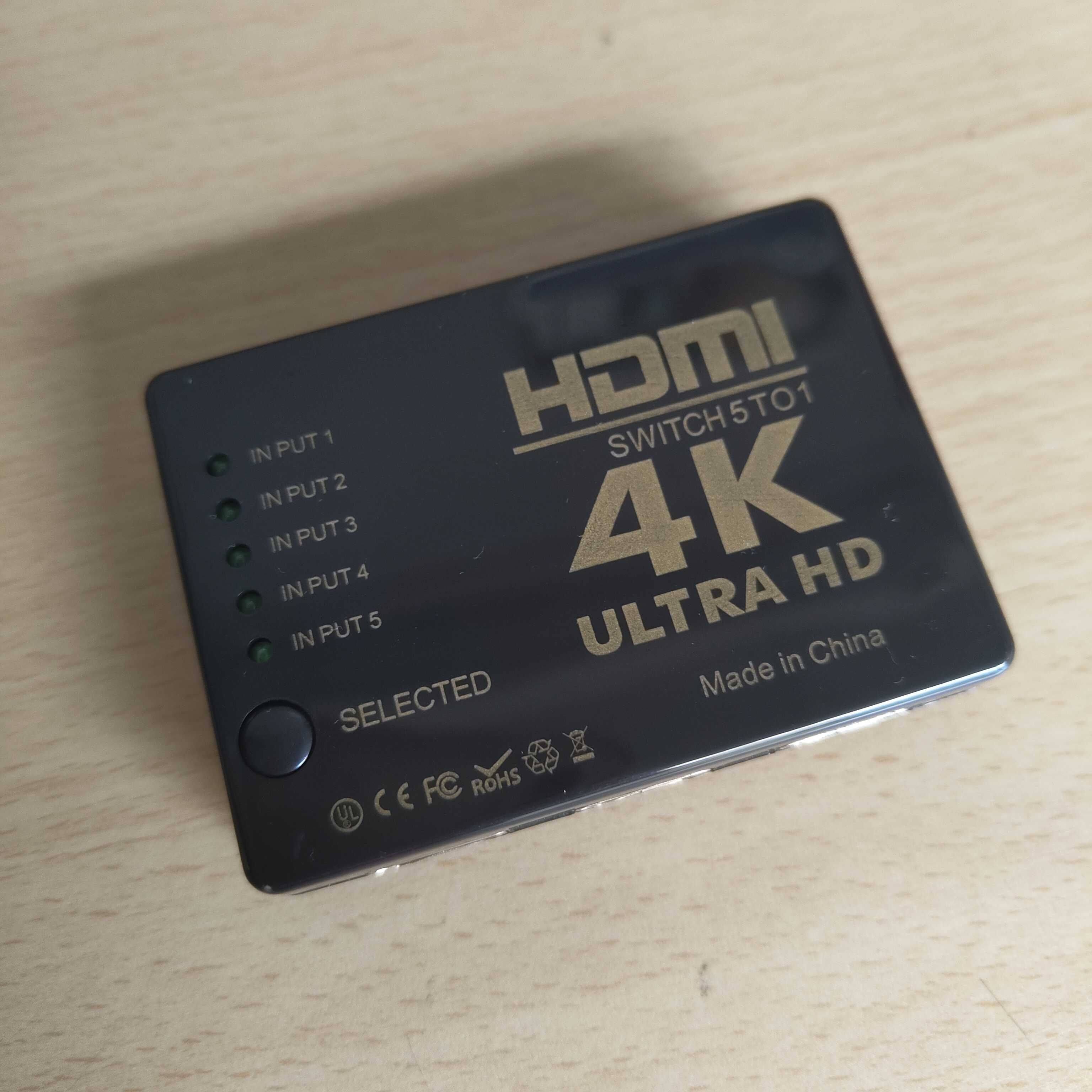 Switch HDMI com controle remoto IR 5 Entradas