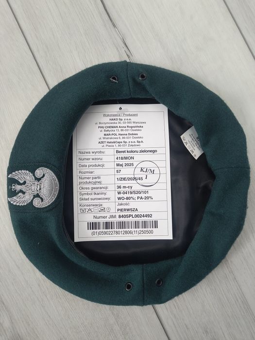 Beret zielony 418/MON r. 57