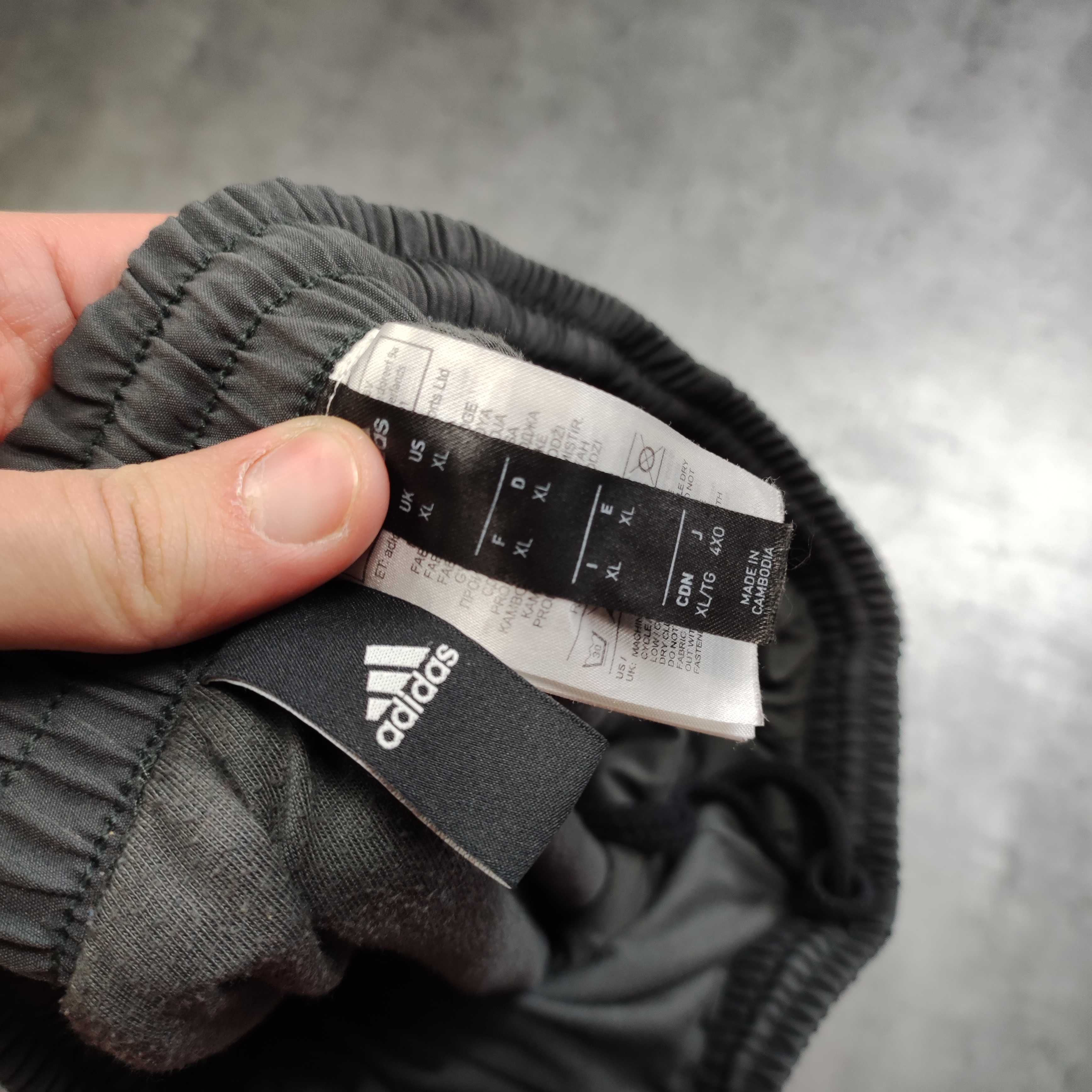 MĘSKIE Dresy Sportowe Szare Joggery Adidas 3 Paski Treningowe Suwak