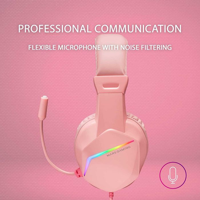 Mars Gaming MH122 słuchawki RGB PS4 PS5 Xbox róż