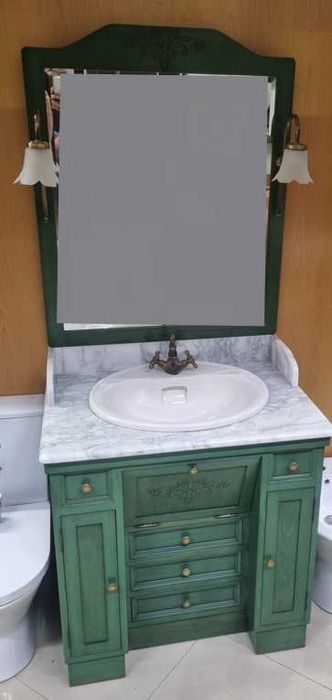Armário de wc verde estilo vintage 83cms NOVO