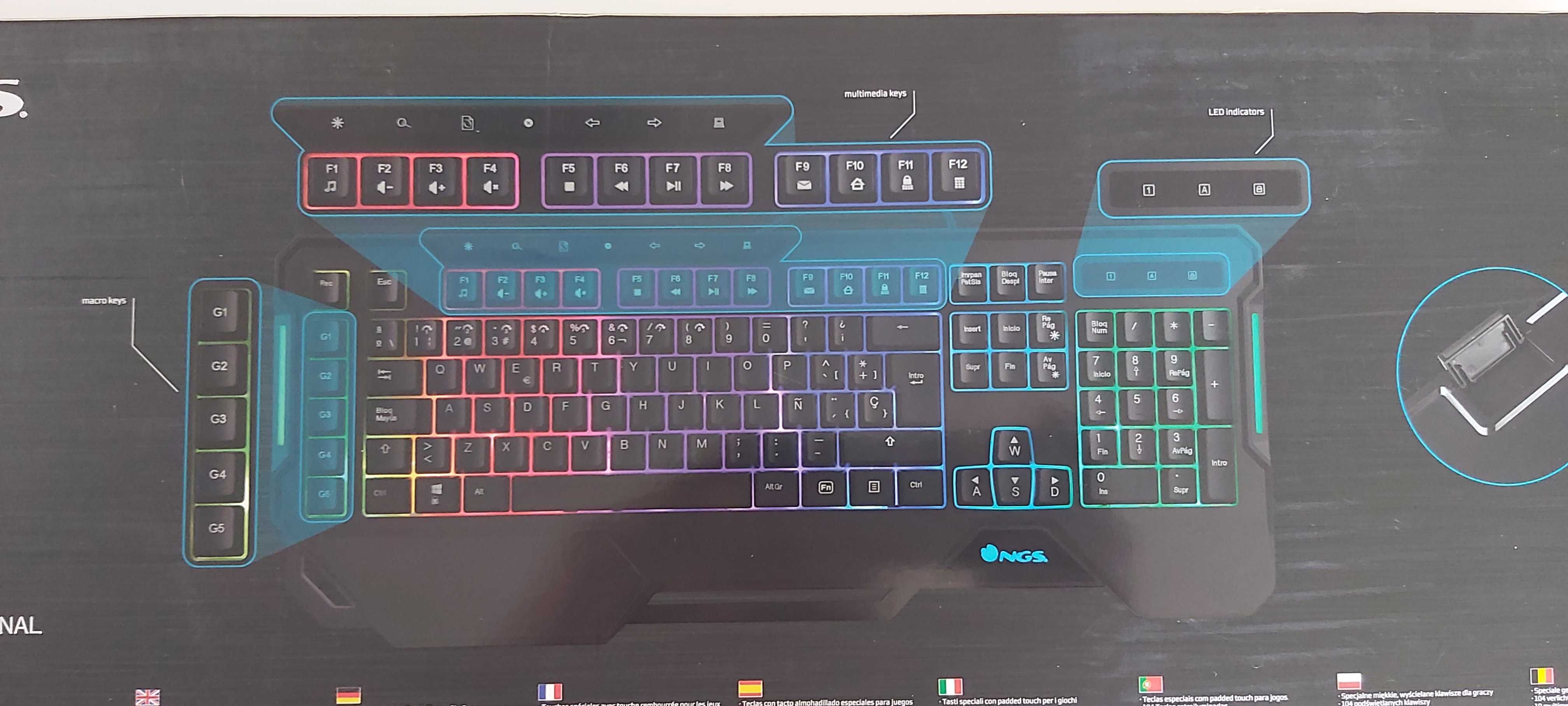 Teclado Gaming NGS GKX-450 USB RGB (NOVO)