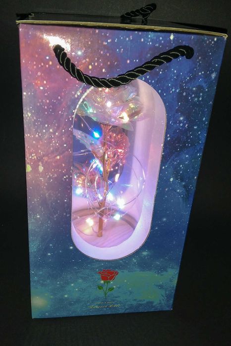 Cudowna Róża w Szkle Podświetlona Prezent Dla Dziewczyny DZIEŃ MATKI