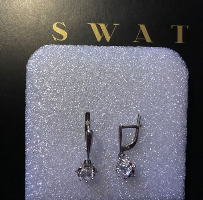 Срібні сережки 925 проби з фіанітами