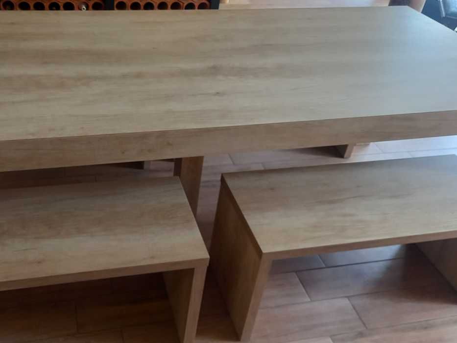 Mesa jantar 2,50mx1m e bancos corridos