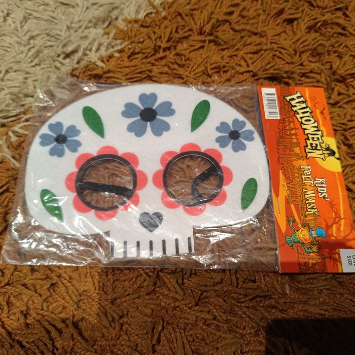 Nowa maska filcowa, czaszka, halloween, bal, zabawa