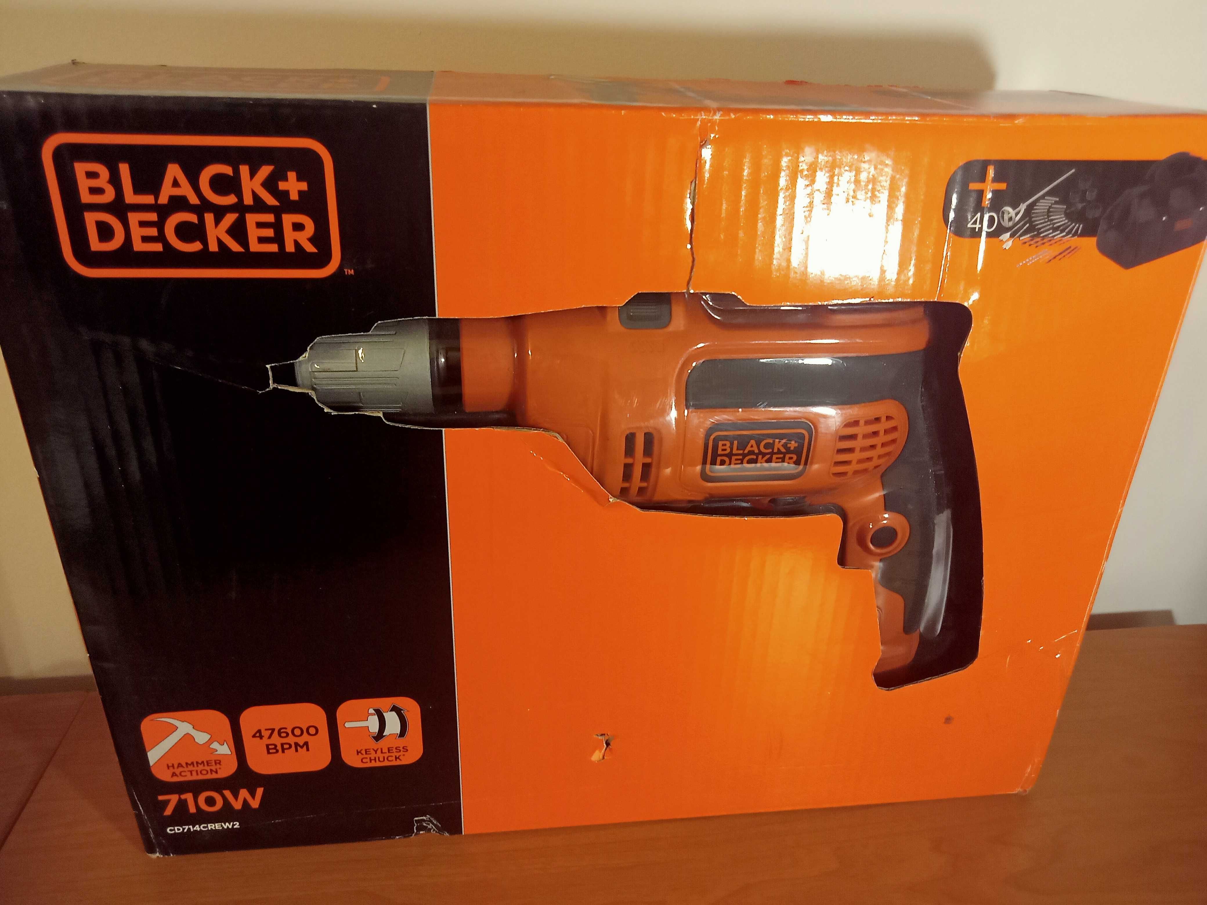 Wiertarka Black-Decker CD714CREW2 710w 40 częściowy zestaw Torba nowy