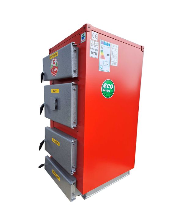 Piec Na Drewno Węgiel do 230m2 27kw Duży zasyp +Sterownik Dmuchawa