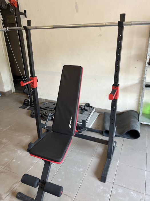 Kompletny zestaw domowa siłownia, ławeczka, obciążenie, hantle,sztanga