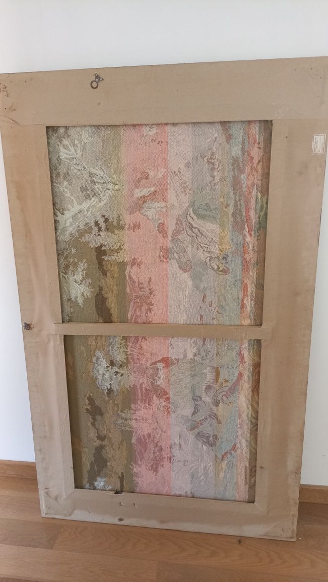 Quadro em tapeçaria Gobelin / Dois casais.