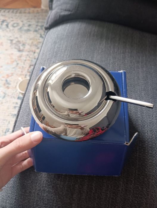 Açucareiro e colher Tom Dixon aço inoxidável