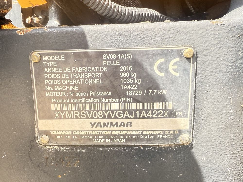 Minikoparka YANMAR SV 08-1A/2016 Rok /1T!