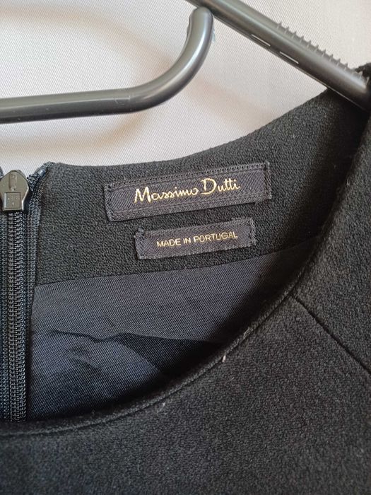 Czarna sukienka elegancka midi Massimo Dutti 36/S
