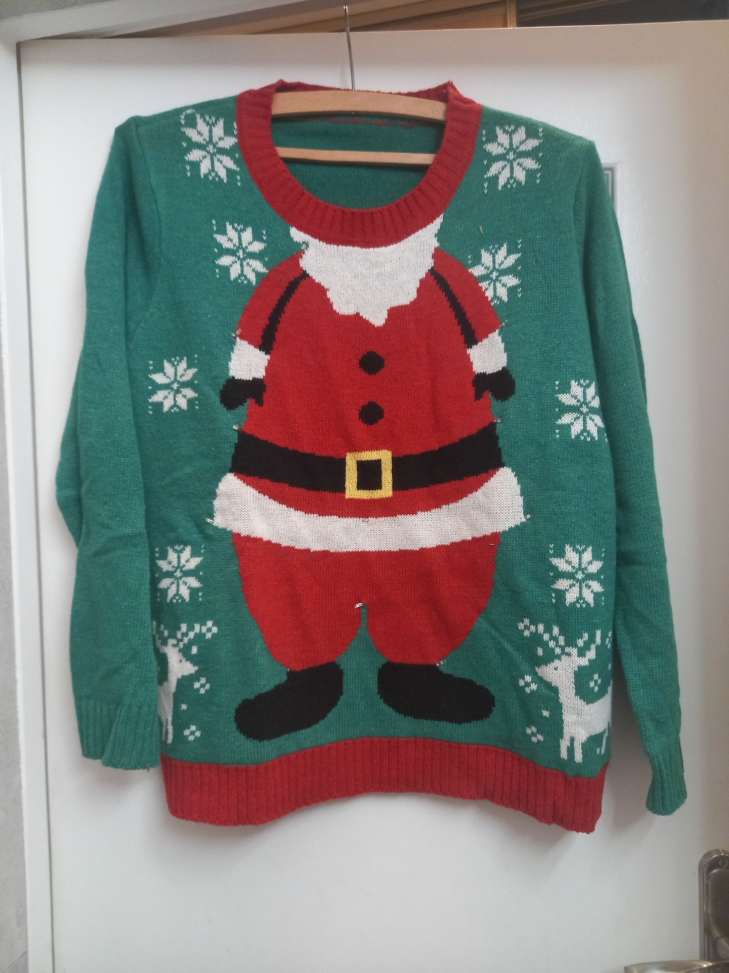 Świecący sweter świąteczny Mikołaj L Boże narodzenie hit