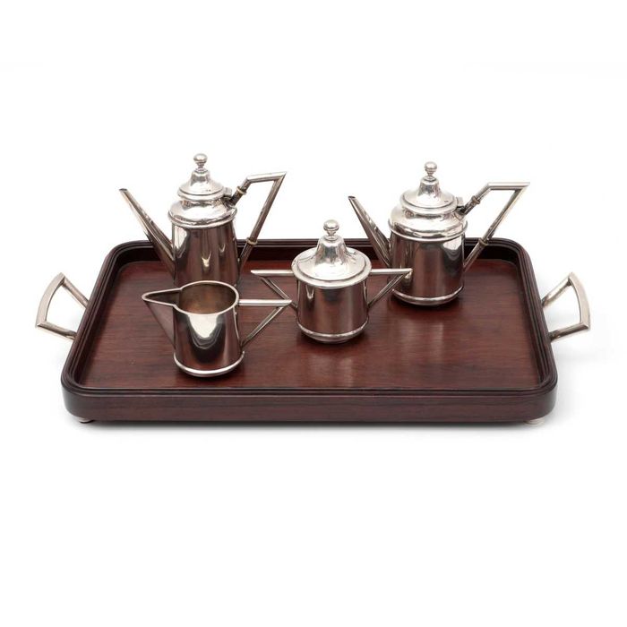 Serviço de Chá e Café Art-Deco em Prata Antiga