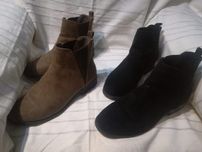 Botas em camurça, tamanho 37, pretas, Castanhas. Bom estado.