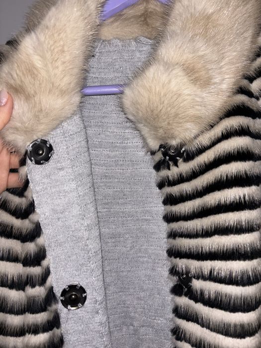 Plaszczyk z norki tkanej naturalnej rozm. S/M idealne nowe piekne