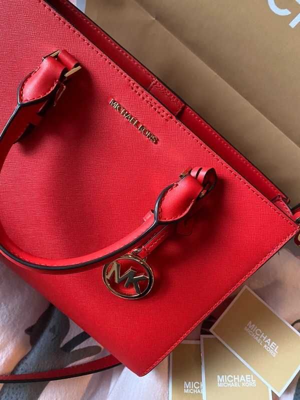 Torebka MK Michael Kors Md Satchel Camilla czerwona - gwarancja !!
