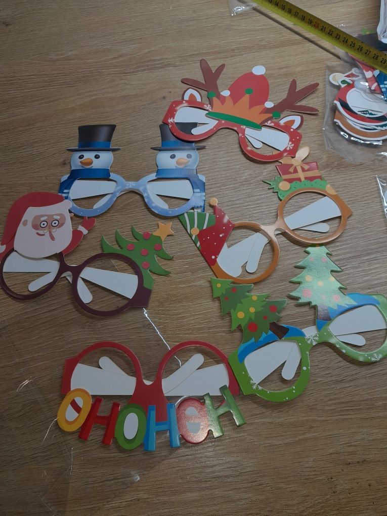 Zestaw 24 szt. Papierowe okulary dla dzieci świąteczne merry christmas